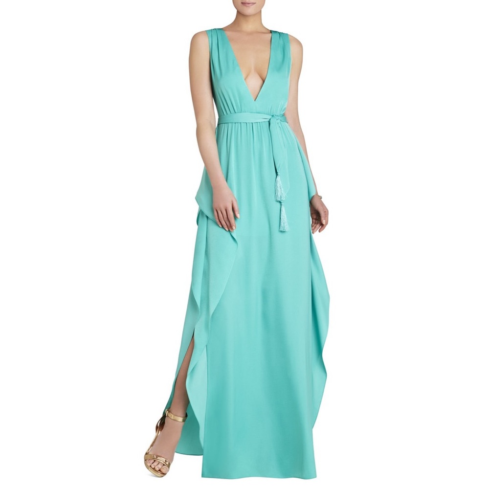 BCBGMAXAZRIA Turquoise “Suzanne” Petite Gown